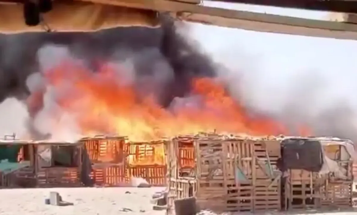 حريق هائل يلتهم سوق القات في الجوف ويكبّد التجار خسائر فادحة