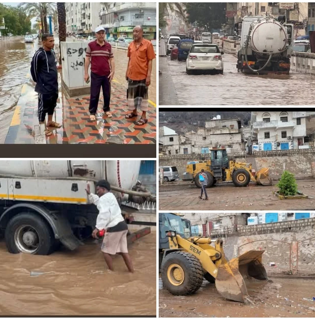 الجاوي يتفقد اعمال شفط مياه الأمطار وازاله المخلفات في شوارع المعلا 