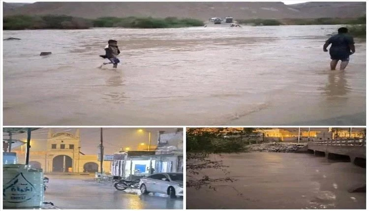 أمطار غزيرة وسيول تضرب حضرموت وعدن.. وتعطل طرق رئيسية دون خسائر بشرية