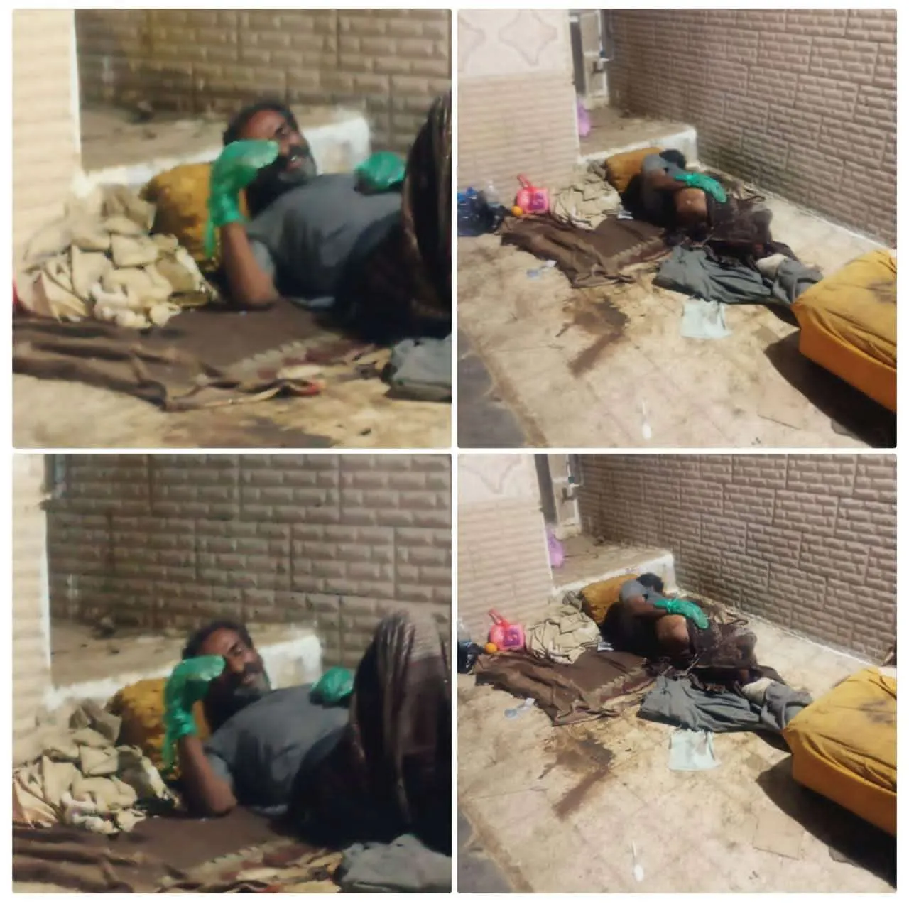 مناشدة عاجلة لإنقاذ رجل مريض يفترش الأرض أمام مطعم في التواهي