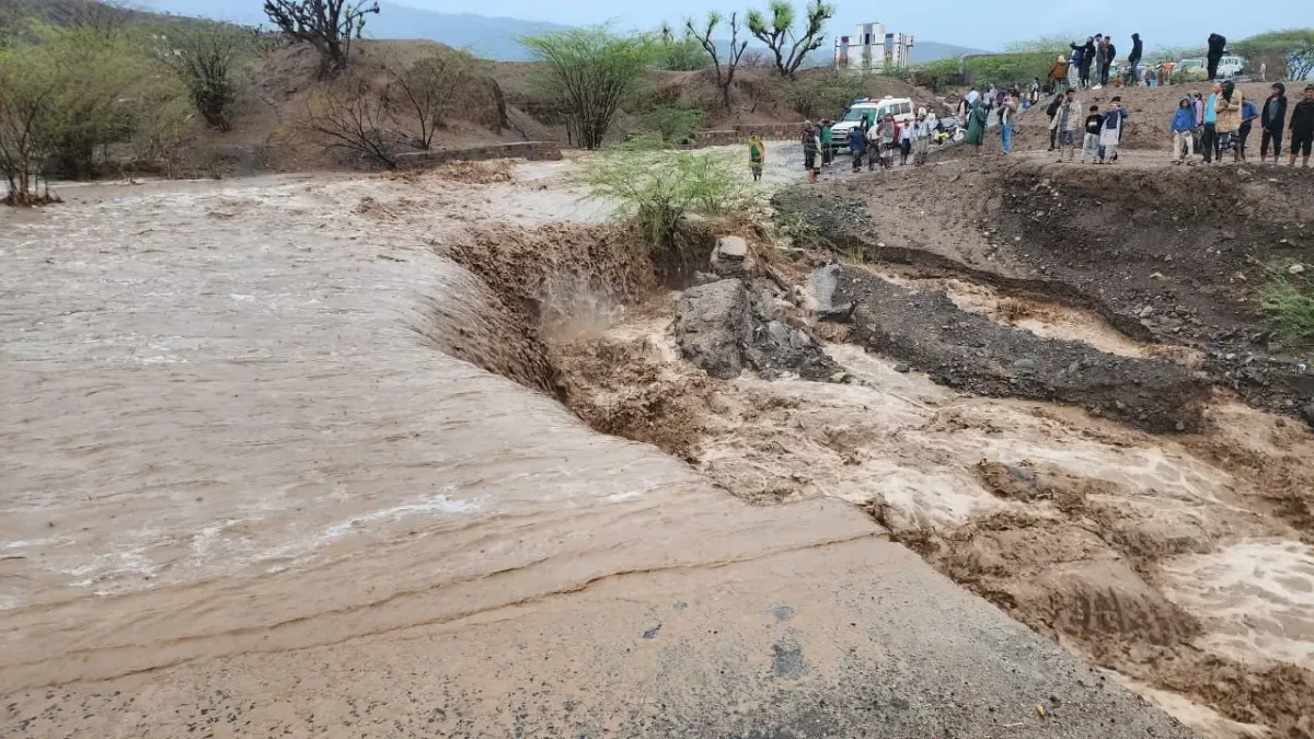 توقف حركة السير بين المخا وتعز جراء السيول الغزيرة