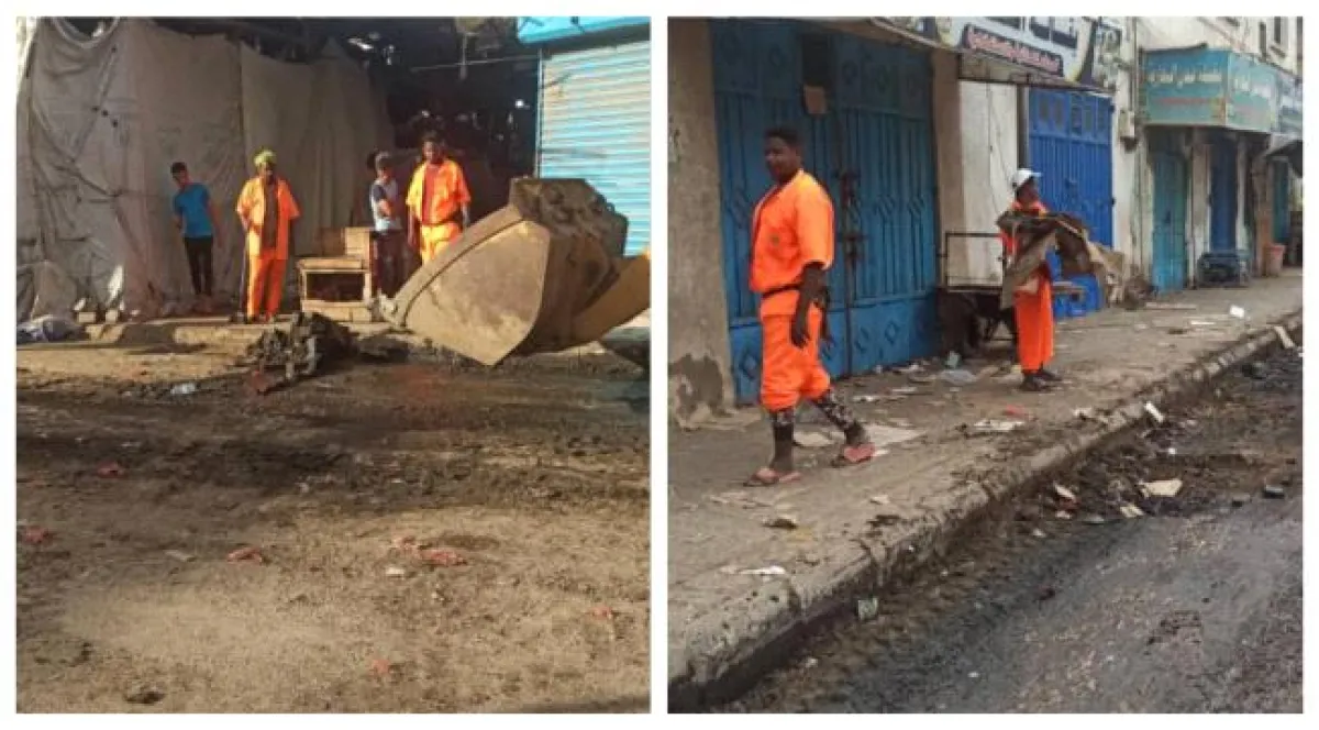 تواصل حملة النظافة المكثفة في مديرية الشيخ عثمان لرفع مخلفات الأمطار