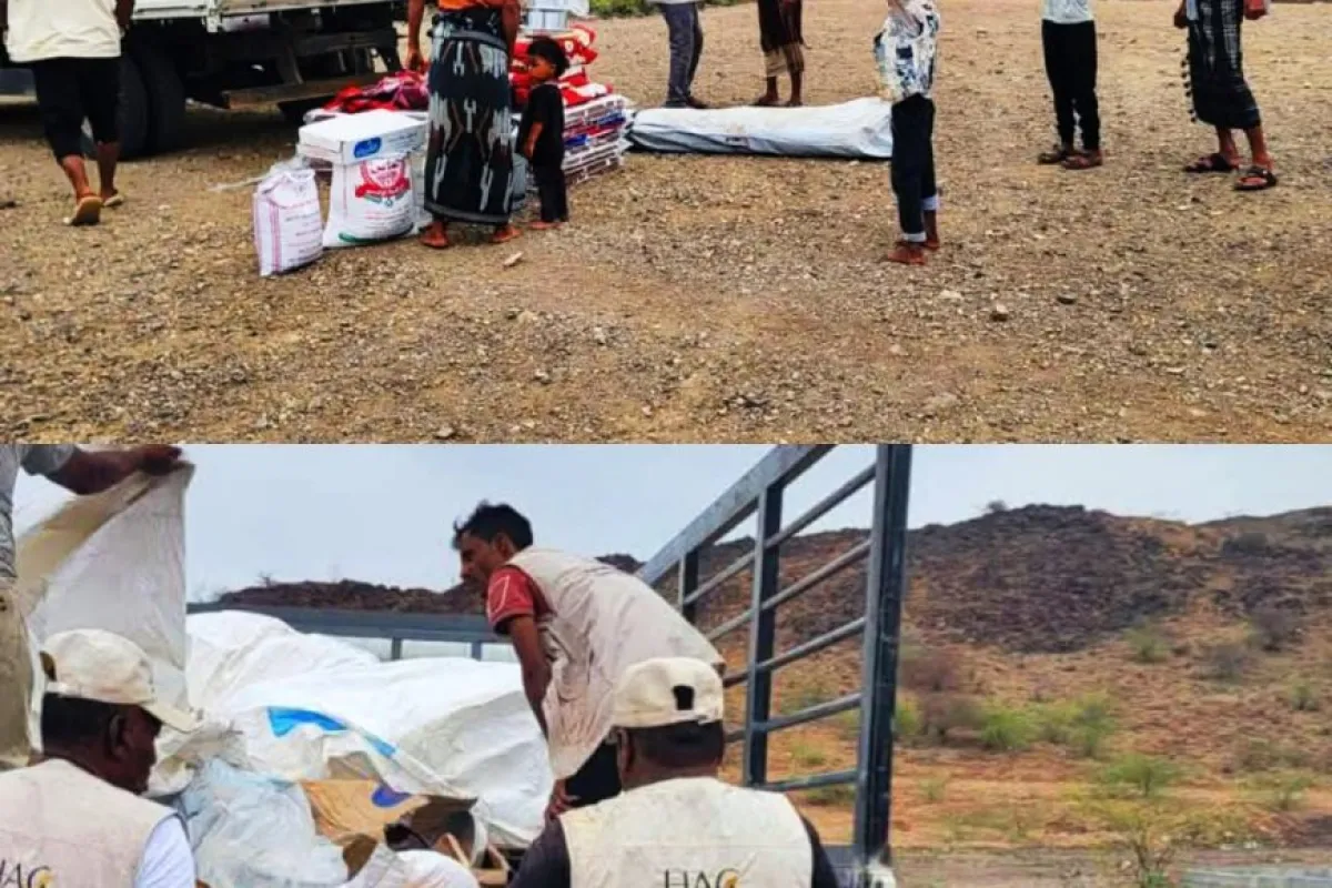 الخلية الإنسانية تباشر تقديم المساعدات الإغاثية لمنكوبي السيول في المخا وموزع