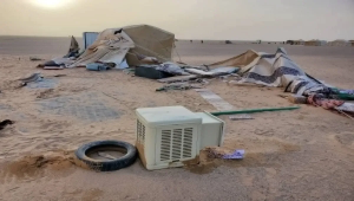 الجوف.. تضرر 1370 أسرة نازحة جراء المنخفض الجوي والعواصف