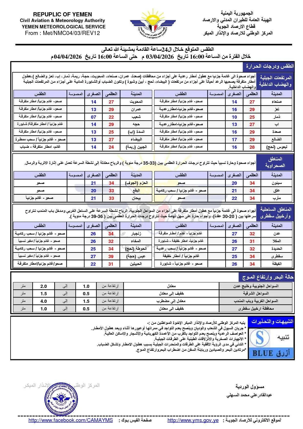 تحذيرات من الامطار والسيول الليلة
