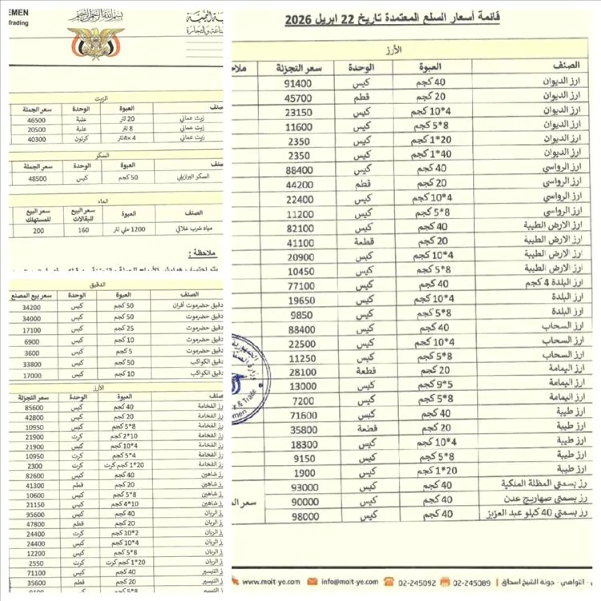 عدن.. توجيهات بتكثيف الرقابة اعتمادا على قوائم سعرية محدثة أصدرتها وزارة الصناعة والتجارة