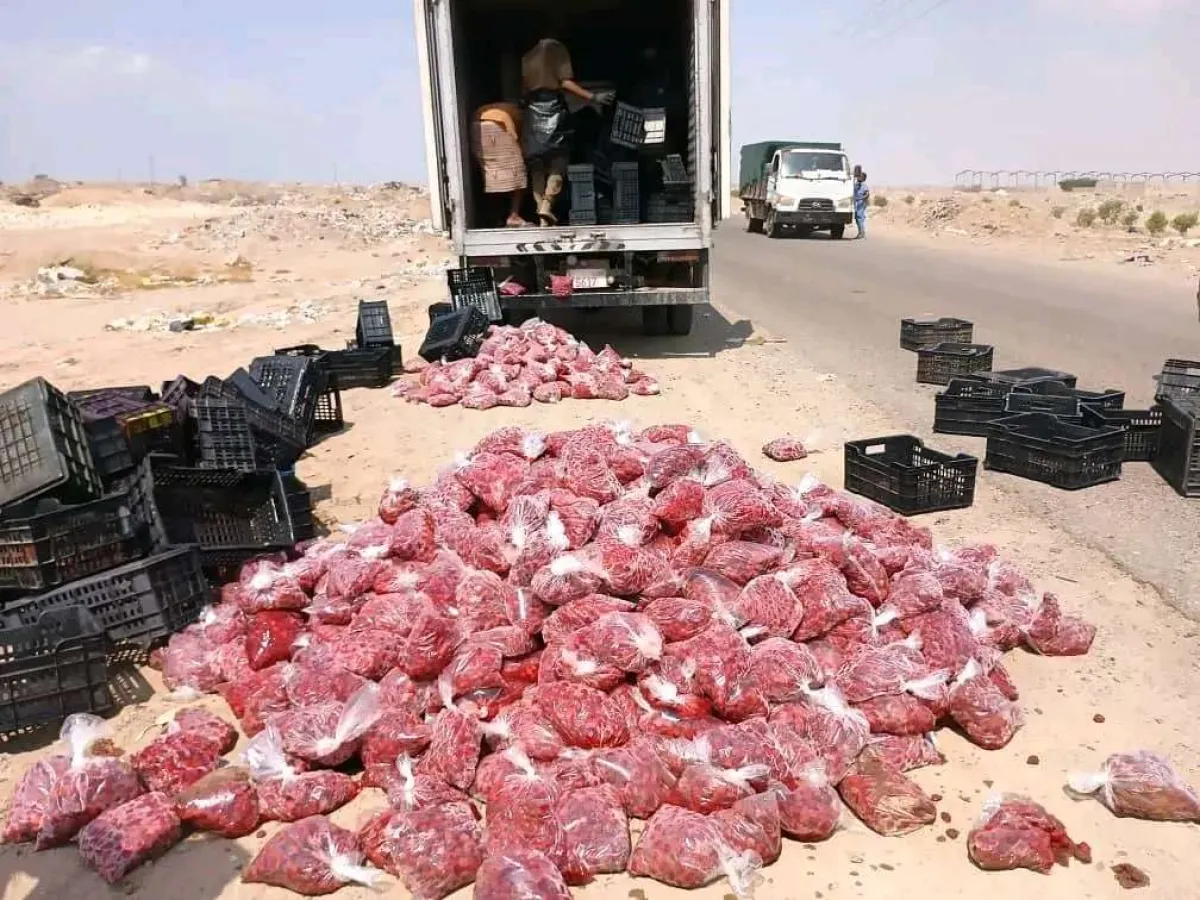 إتلاف كمية كبيرة من الفراولة غير صالحة للإستهلاك الآدمي في مديرية المنصورة بعدن