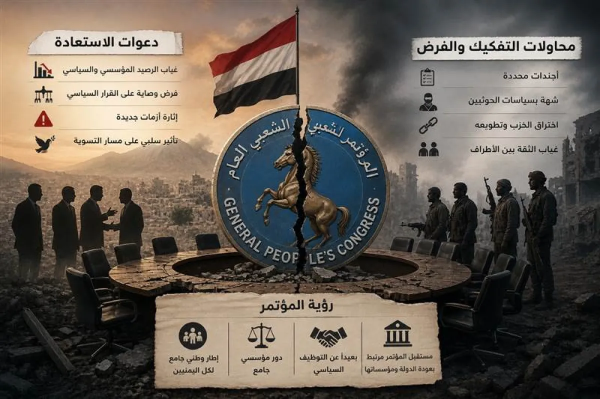 خلافات حول “استعادة المؤتمر”.. مراقبون يحذرون من تفكيك الحزب وسط تعقيدات المشهد اليمني