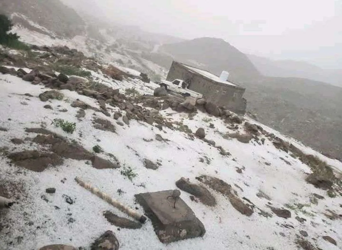 الثلوج تكسو مديرية باقم باللون الأبيض في مشهد مهيب