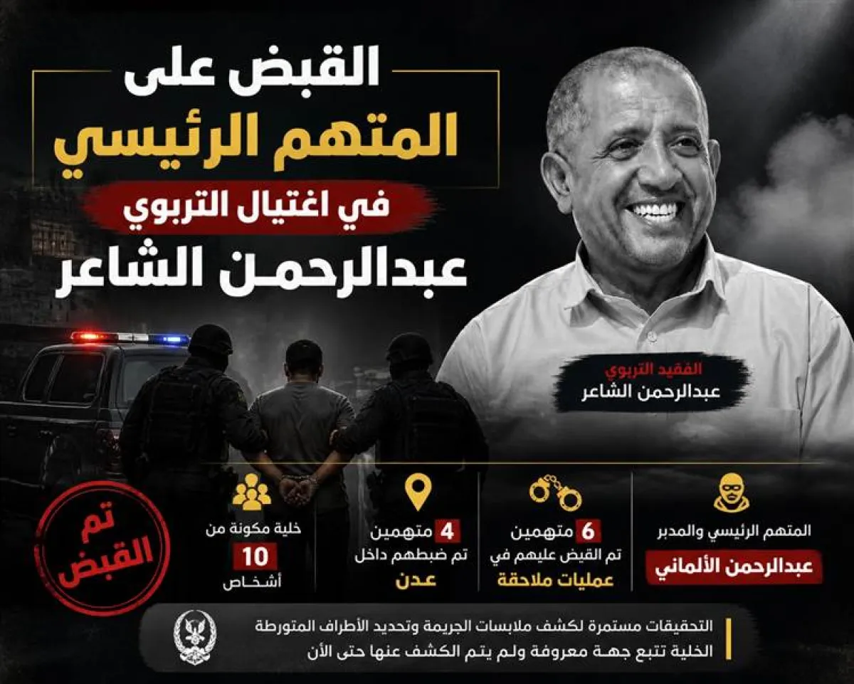 الأجهزة الأمنية تضبط المتهم الرئيسي في قتل التربوي عبدالرحمن الشاعر والخلية التي تتبع "جهة معروفة"