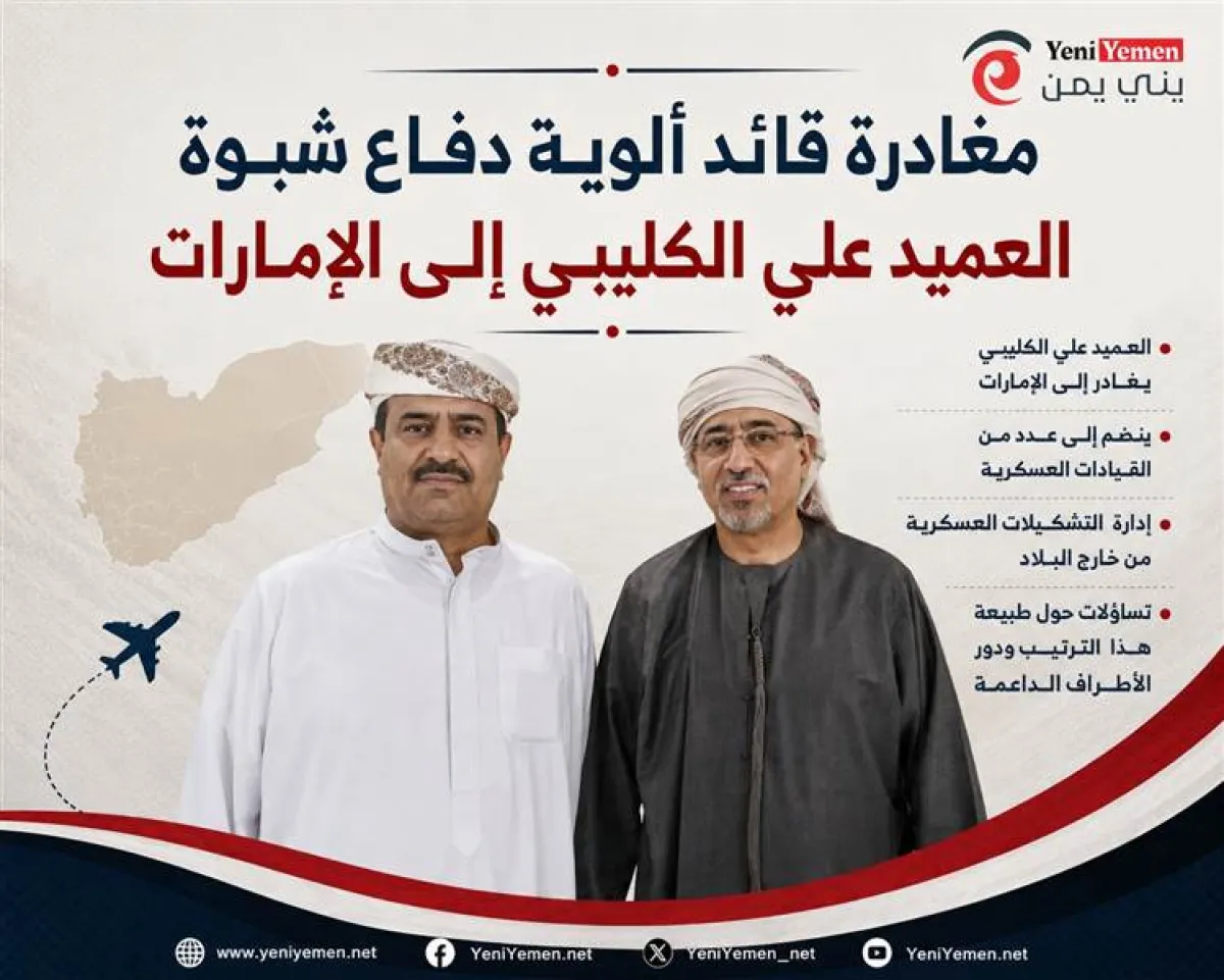 مغادرة قائد ألوية دفاع شبوة إلى الإمارات وسط تساؤلات حول إدارة التشكيلات العسكرية