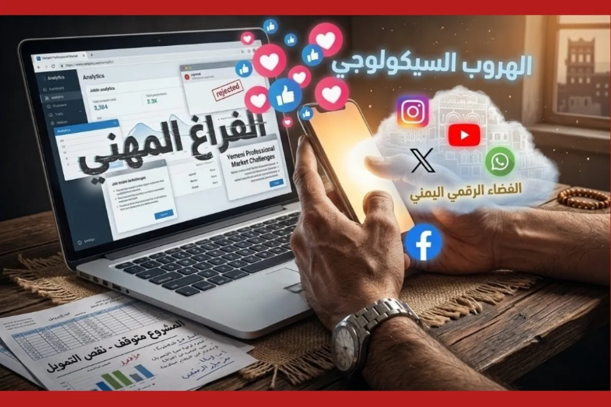 تقاطع الفراغ المهني والهروب السيكولوجي في الفضاء الرقمي اليمني