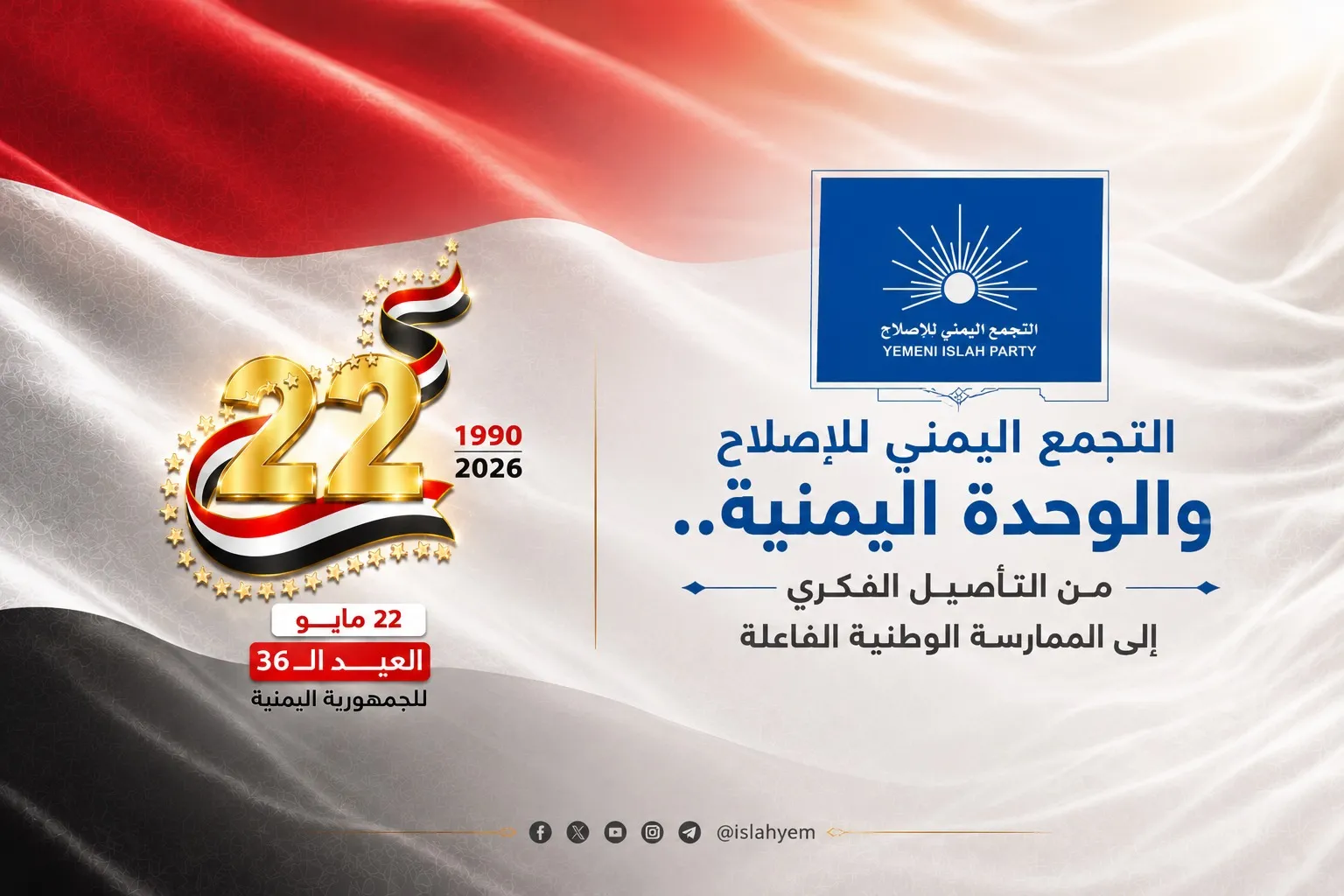 التجمع اليمني للإصلاح والوحدة اليمنية.. من التأصيل الفكري إلى الممارسة الوطنية الفاعلة