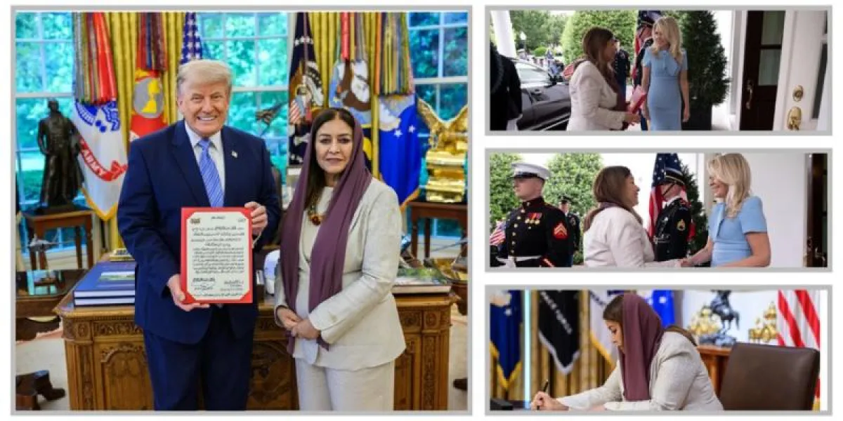 ترامب يتسلم أوراق اعتماد جميلة علي رجاء، سفيرةً فوق العادة ومفوضة للجمهورية اليمنية لدى الولايات المتحدة الأمريكية