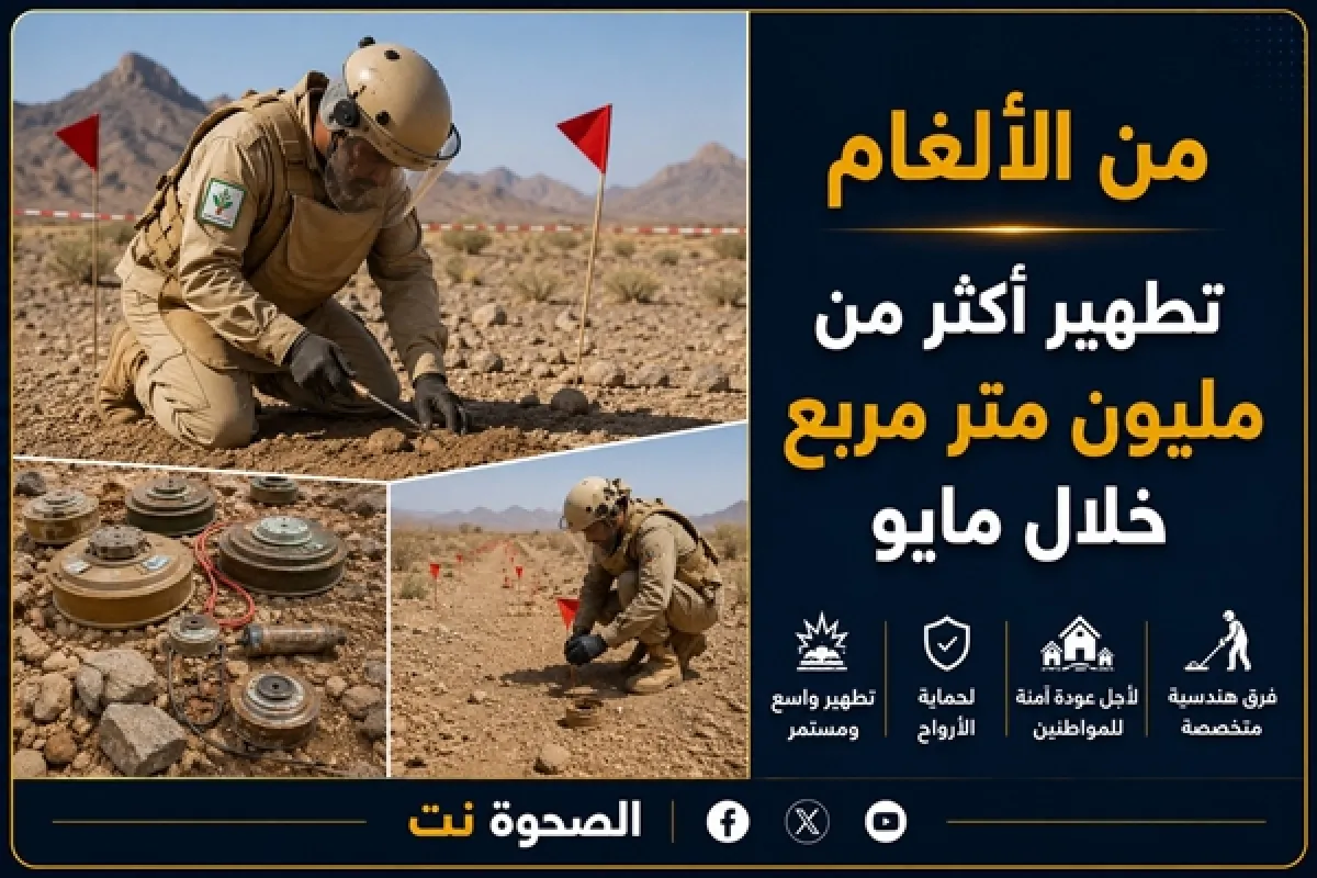 "مسام" يطهر أكثر من مليون متر مربع من الأراضي اليمنية خلال مايو