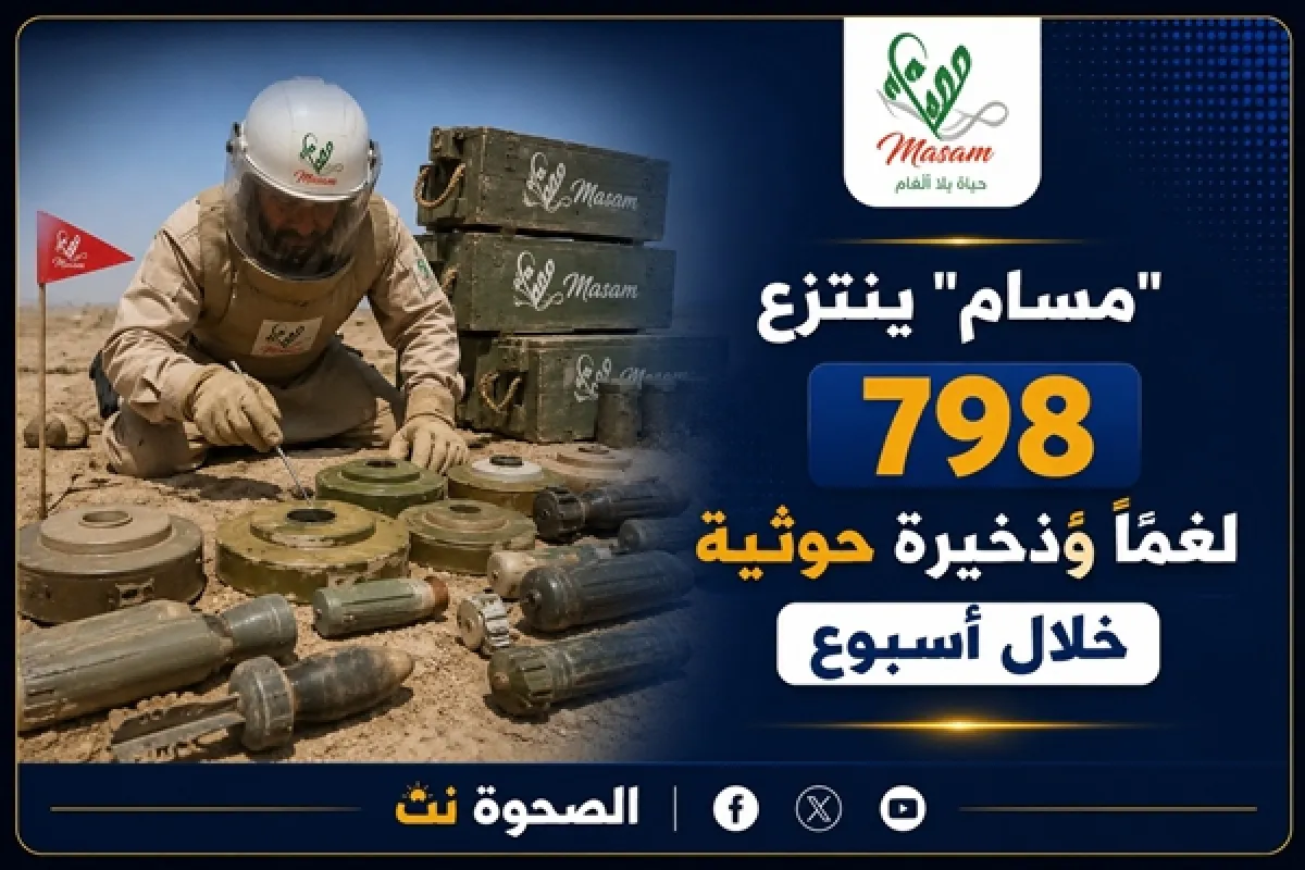 "مسام" ينتزع 798 لغماً وذخيرة حوثية خلال أسبوع