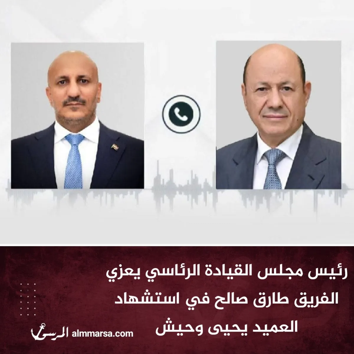 رئيس مجلس القيادة الرئاسي يعزي الفريق طارق صالح في استشهاد العميد يحيى وحيش